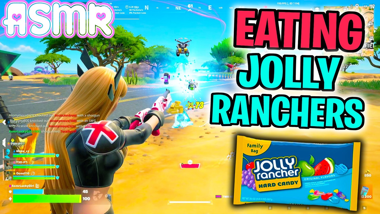 ASMR Gaming 🍀 Fortnite Eating Jolly Ranchers Hard Candy +  Relaxing Controller Sounds Whispering 🎧