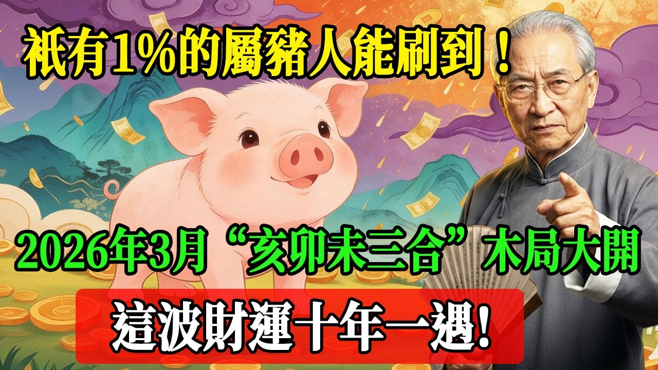 只有1%的屬豬人能刷到！2026年3月“亥卯未三合”木局大開，這波財運十年一遇！#南懷瑾  #國學 #易經 #開運 #招財#風水 #2026運勢#屬相 #生肖運勢#生肖命理