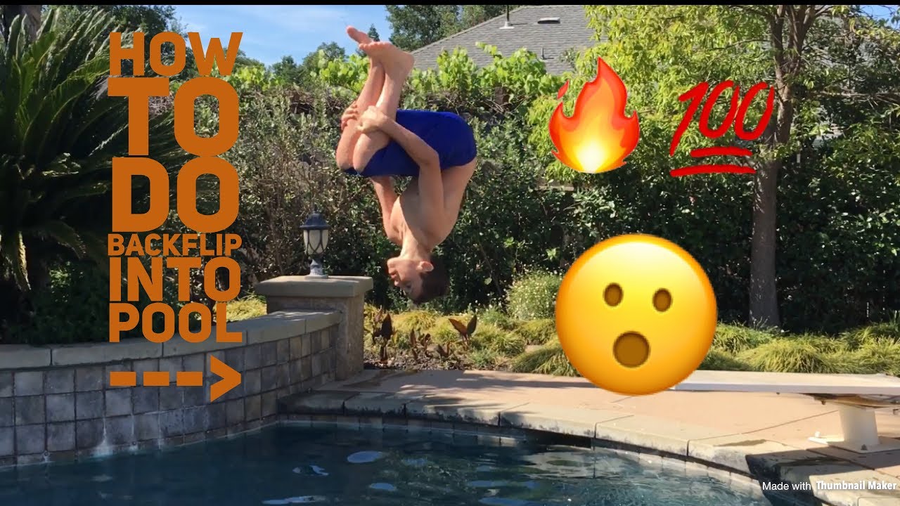 Teaching freind to do backflip into pool!!! TUTORIAL FOR WATCHERS