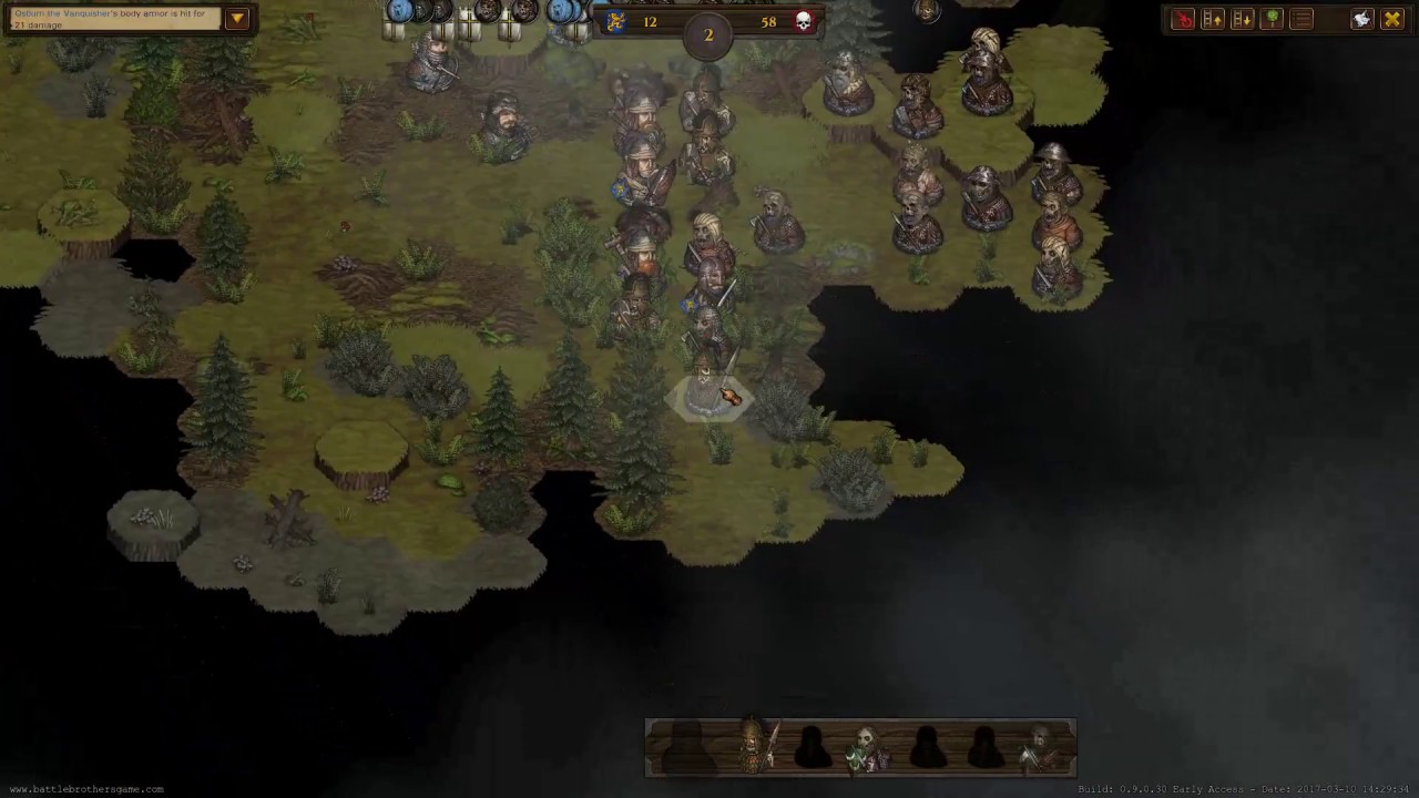 Battle Brothers: Raiding an undead base (61 undeads)