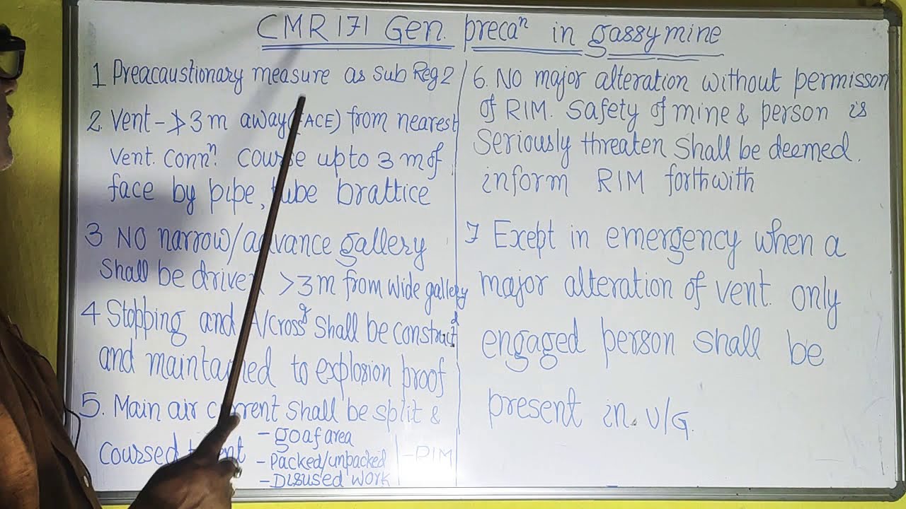 GENERAL PRECAUTIONS IN GASSY MINE | CMR 171 | COAL MINING | R P PANDEY