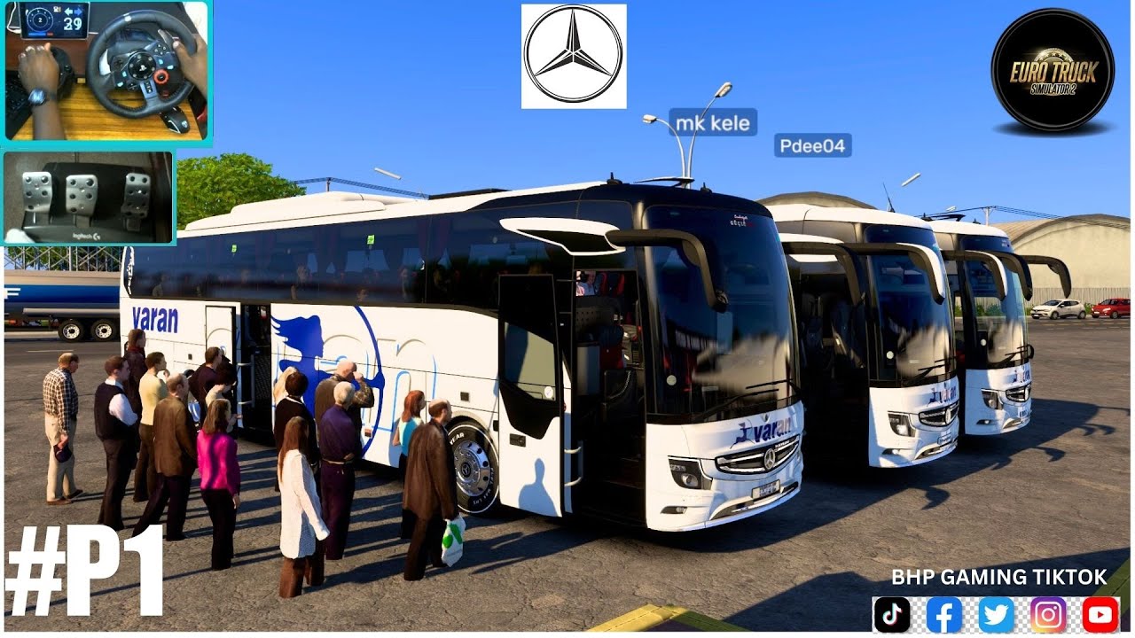Bus Drive [ 3 Man Online Convoy ] #p1  long journey - [ETS 1.53] - [ g29 steering wheel Gameplay ]