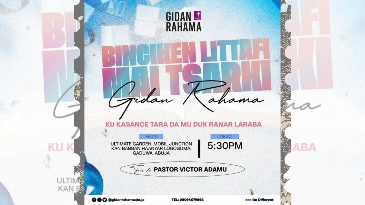 BINCIKEN LITTAFI MAI TSARKI TARE DA PASTOR VICTOR ADAMU | 17th Maris, 2026.