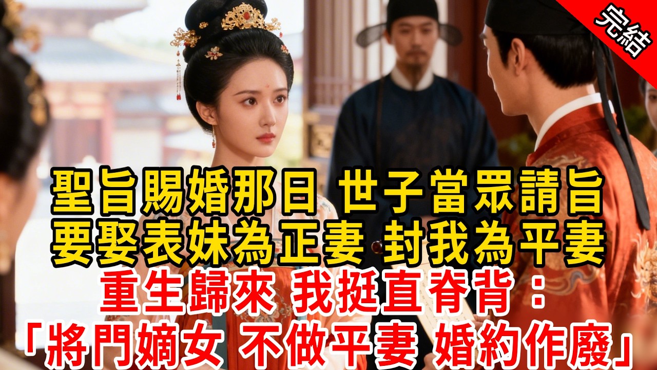 聖旨賜婚那日 世子當眾請旨，要娶表妹為正妻 封我為平妻；重生歸來 我挺直脊背：「將門嫡女 不做平妻 婚約作廢」#原创 #古言 #小说 #重生 #爽文