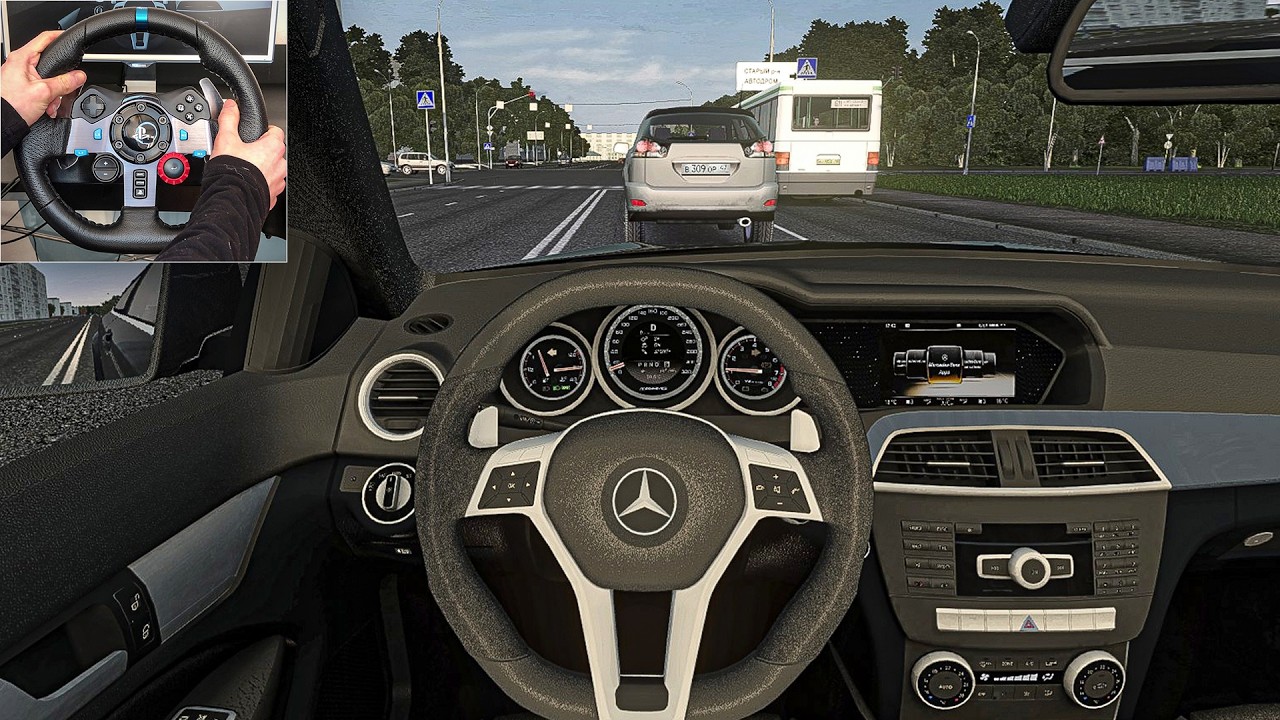Mercedes-Benz C63 W204 Coupe 2012 | City Car Driving | POV Driving [Steering Wheel Gameplay]