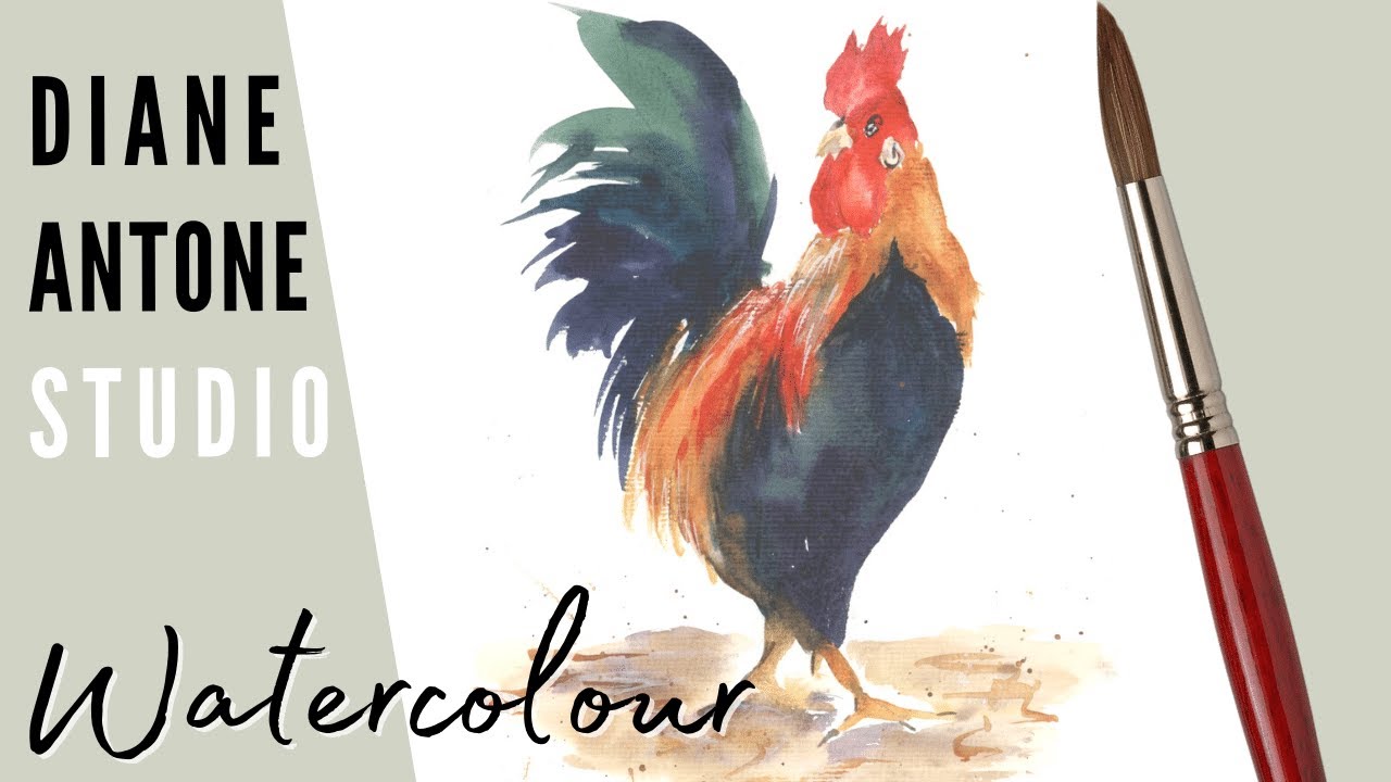 Colourful Easy Rooster Watercolor - Real Time Narrated Step by Step Art Tutorial of Cockerel