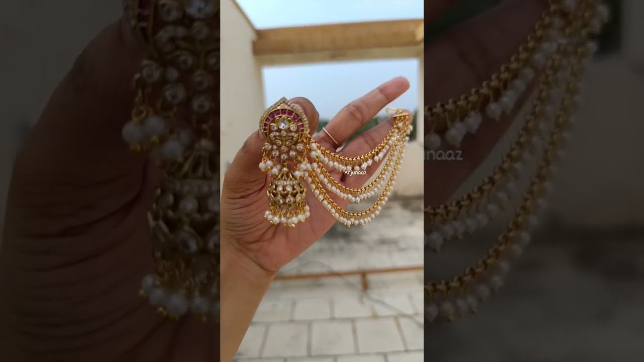 Bridal Jhumkas with Ear Chains WhatsApp 9398315010 #bridaljewellery #jhumkas #earchains