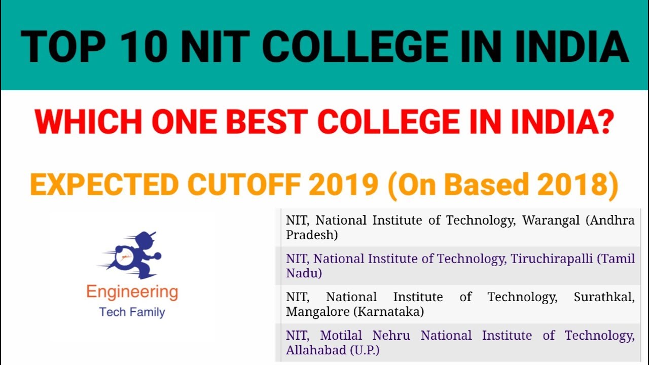 Top 10 NIT Colleges In India Ranking Wise 2018 |JEE Main2019 Expected Cutoff  (Based On 2018)
