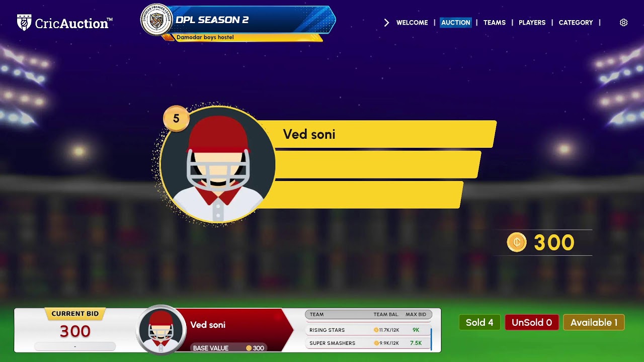 DPL SEASON 2 LIVE CRICKET AUCTION