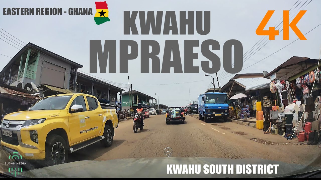 Kwahu Mpraeso Drive Tour in the Eastern Region of Ghana 4K