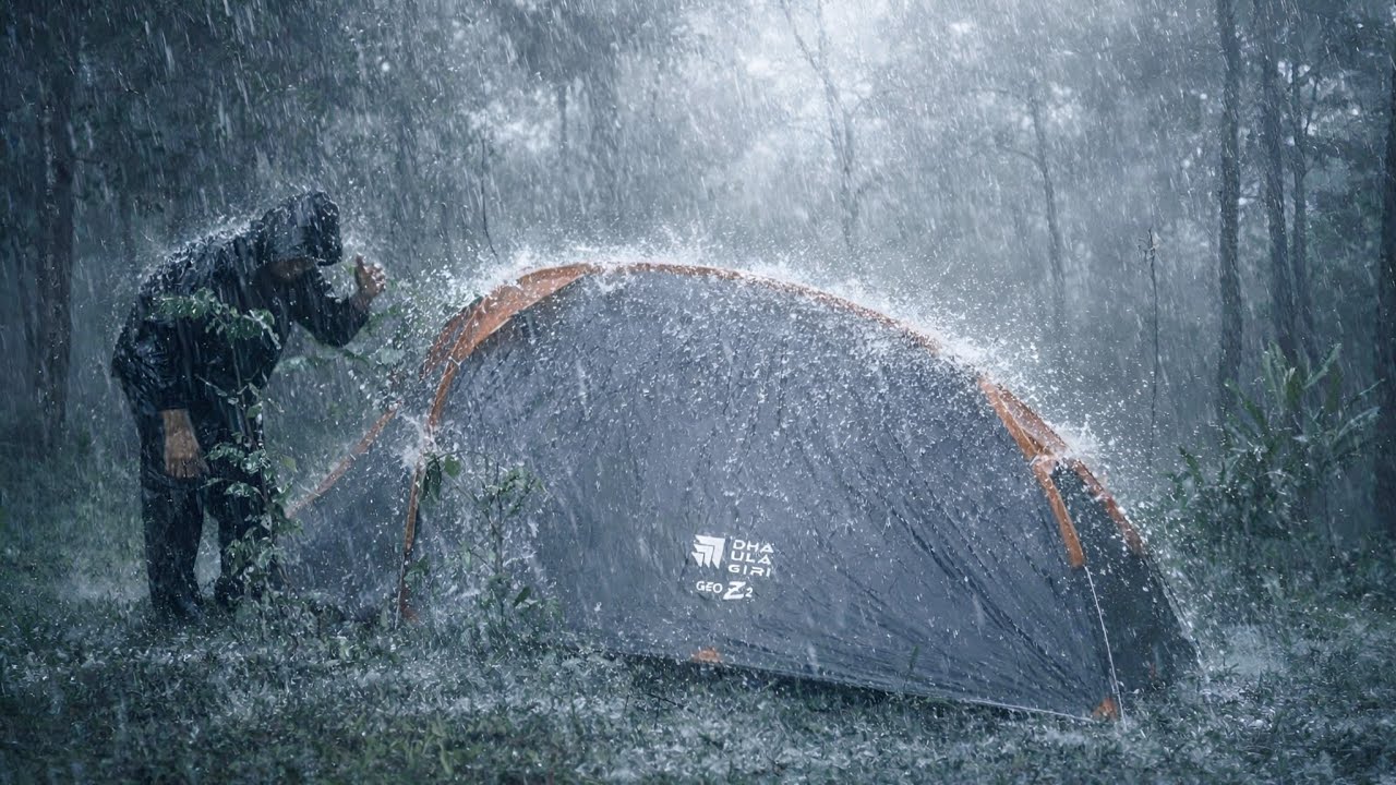 AMAZING ❗CAMPING IN A POWERFUL RAIN STORM  // Solo camping in very heavy rain. 