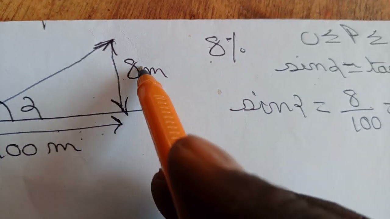 Comment déterminer l'angle quand on a une pente dans les calculs des travaux et puissance.