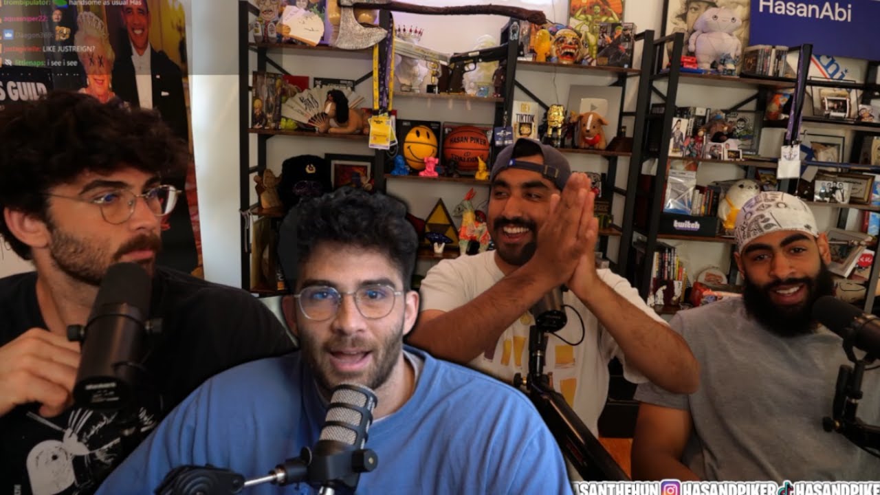 Hassanabi  laughs with friends  Trey &  Wahlid