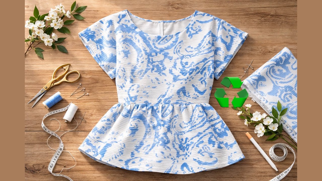 ♻️ I Turned a Basic Top into This Elegant Peplum Blouse 😍 | Easy Sewing Tutorial