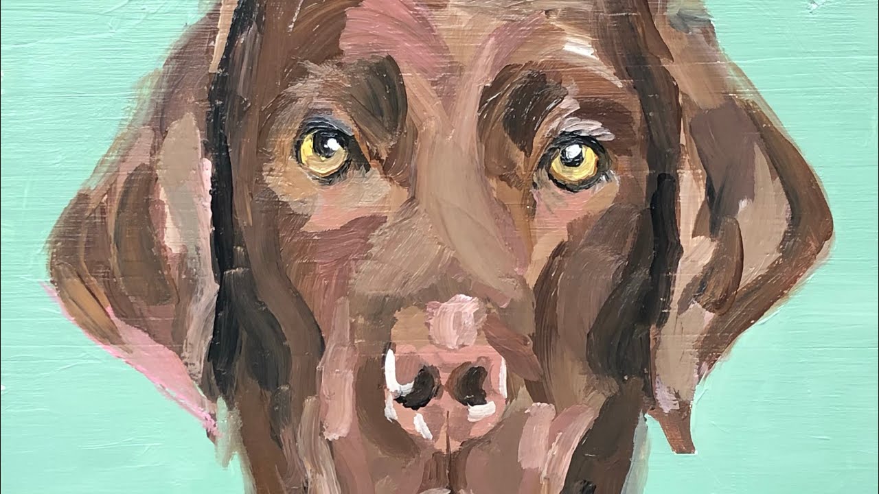 Chocolate lab Dog art! Pet portrait in Acrylic paint