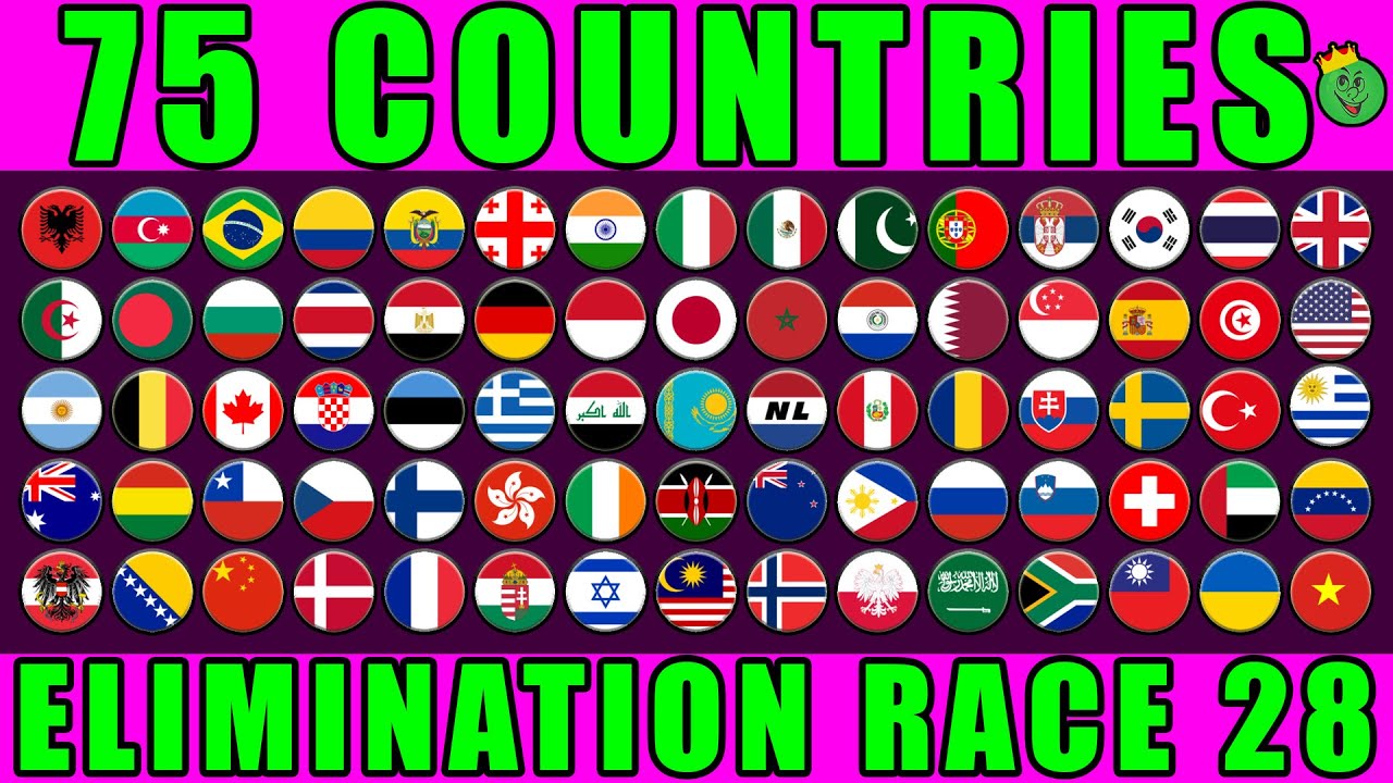75 Countries Elimination Marble Race in Algodoo Ep. 28 \ Marble Race King