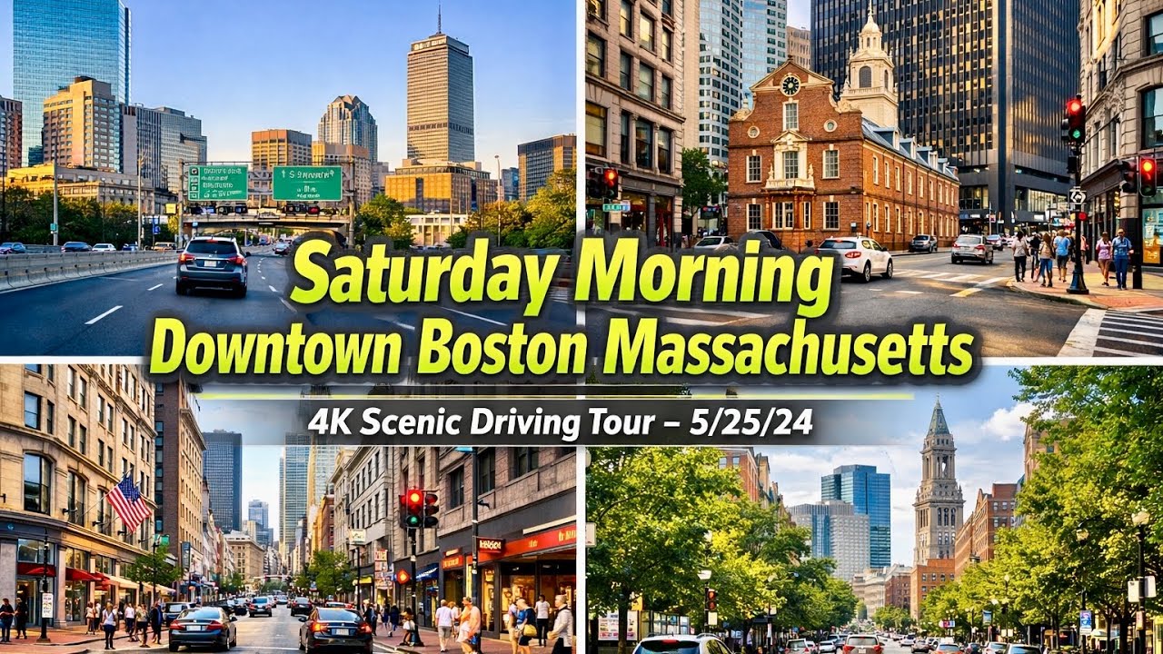 🚖 Saturday Morning Downtown Boston Massachusetts | 4K Scenic Driving Tour - 5/25/24