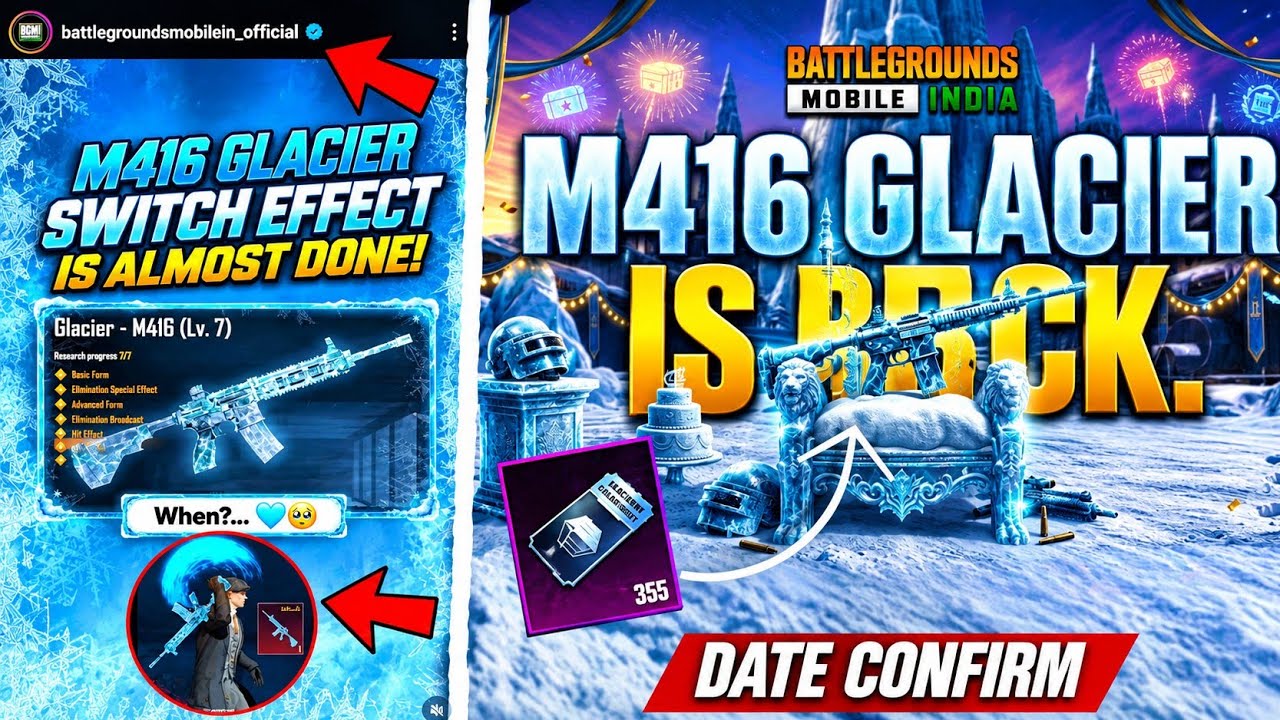 Наконец-то 😍 M416 Glacier 100% скоро в BGMI в следующем классическом ящике с эффектом смены оружи...