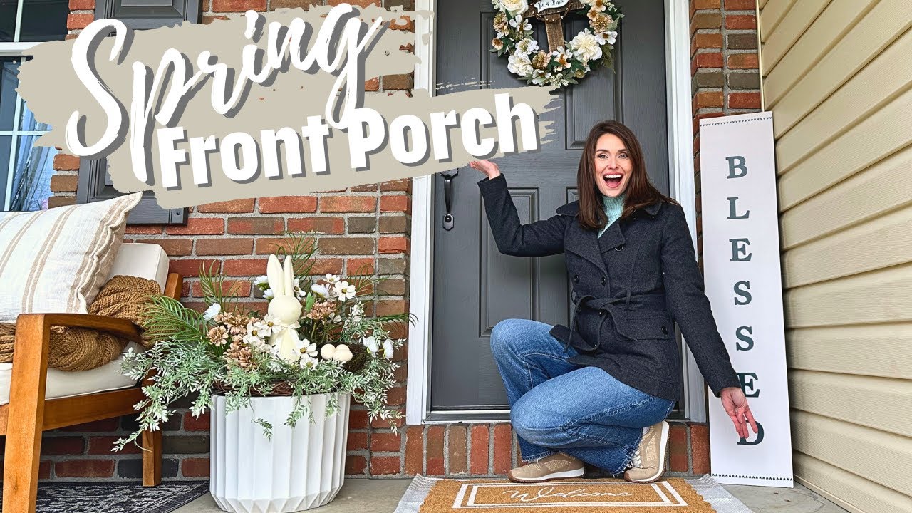 FRONT PORCH DECORATE WITH ME | SPRING/EASTER FRONT PORCH REFRESH AND STYLING IDEAS