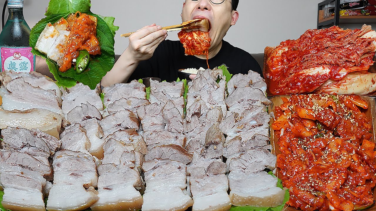 ASMR MUKBANGㅣBoiled Pork & Seasoned Skate & KimchiㅣEATING SHOW