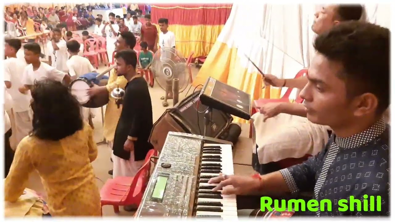 কীবোর্ডের সুরে ধর্মীয় গান | ঢাকের তালে আরতি বাজনা | দুর্গা পূজা 2023 | রুমেন শীল (কীবোর্ডবাদক)