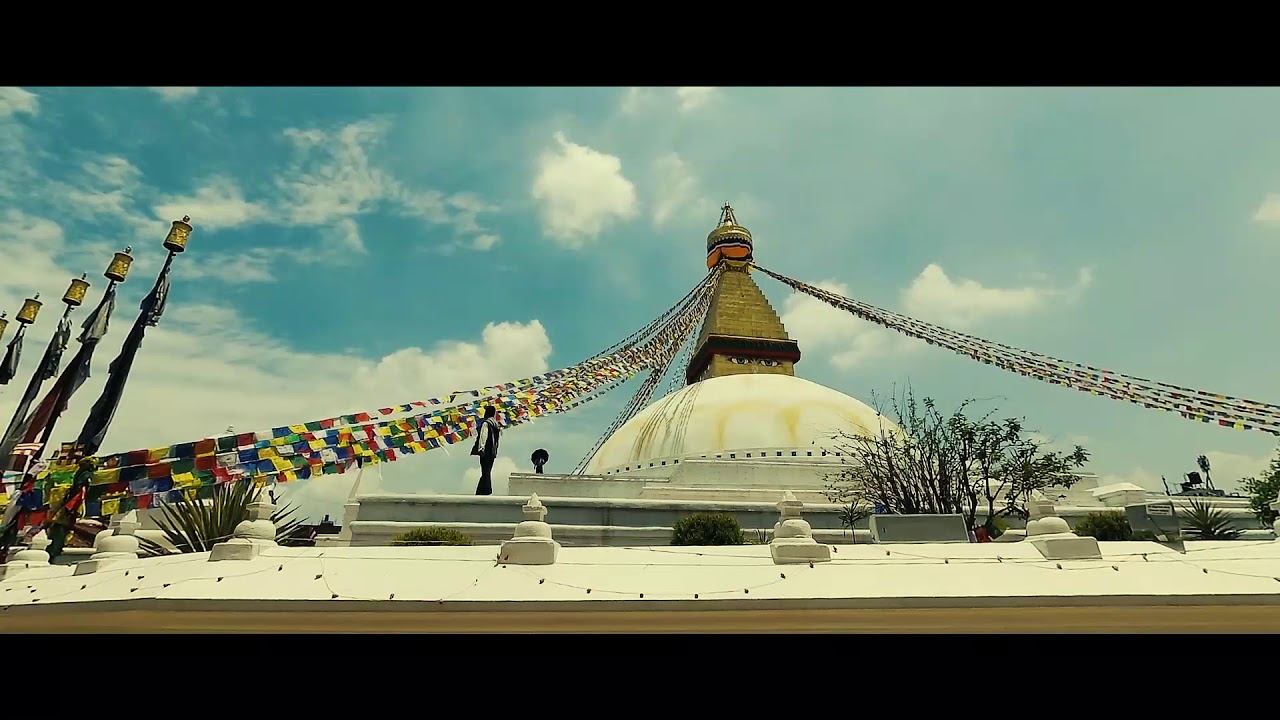 Boudhanath Stupa 360 view Kora with om mani padme hum music