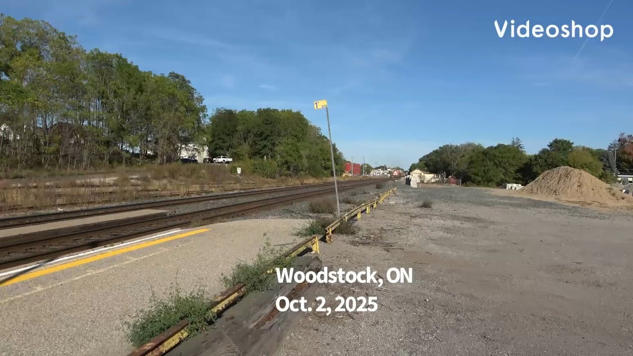 Train 301, CN railway.  At Woodstock Via station. Locomotives 2669 & 2291.