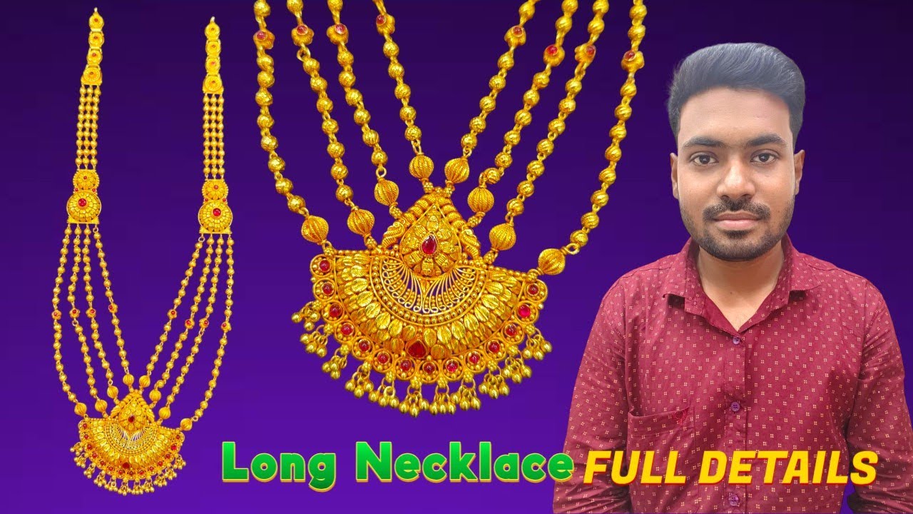 Gold long necklace designs of 39 grams, How ie made gold ornaments, Daily wear gold necklace