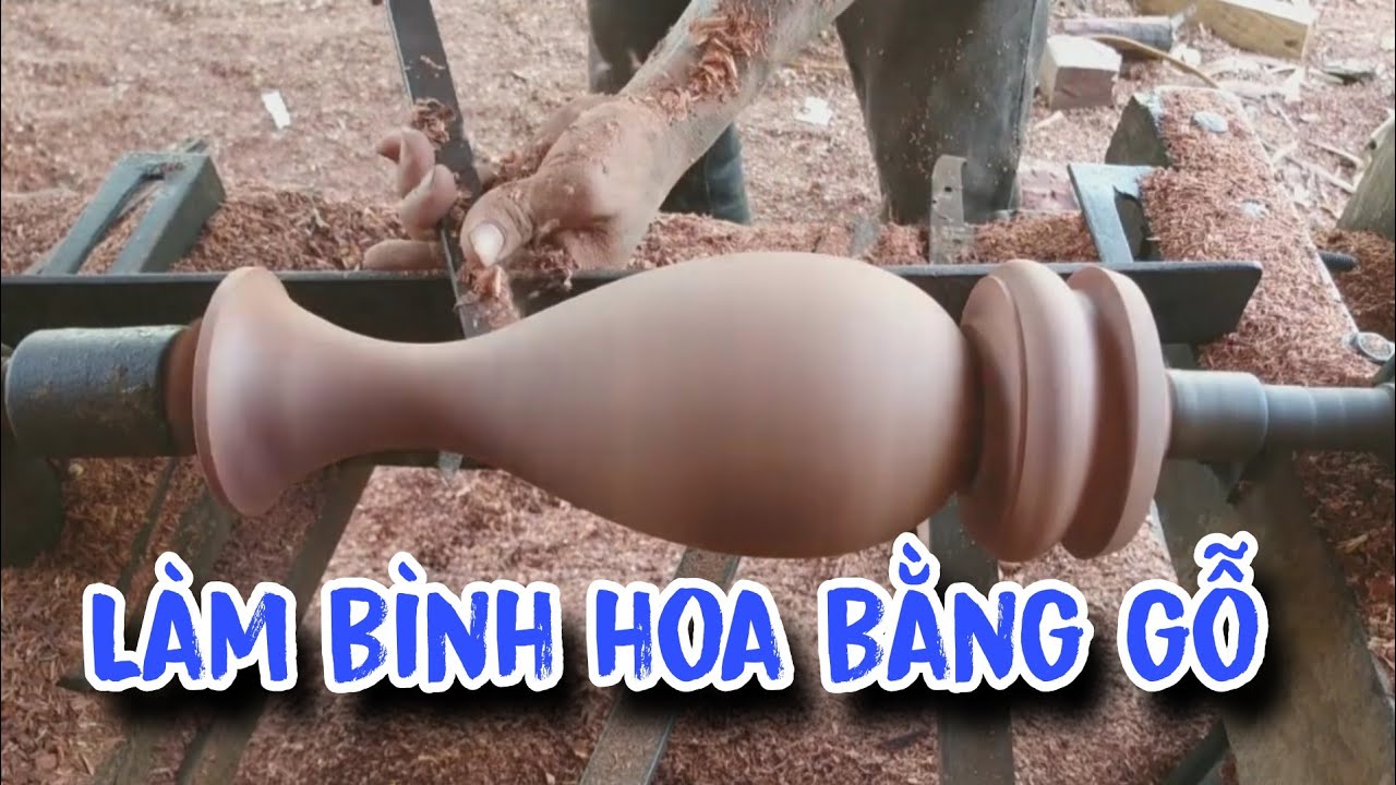 Làm bình hoa bằng gỗ, Tiện bình hoa bằng gỗ cẩm đẹp 