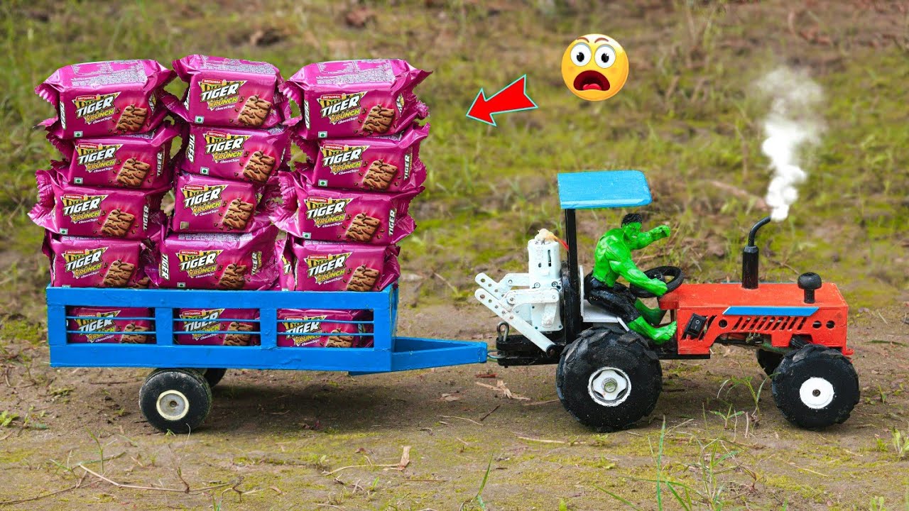 diy mini tractor with full trolley tiger biscuit science project @sanocreator