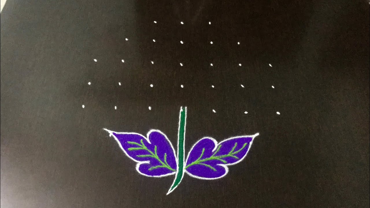 Diwali kolam / Simple rangoli with colours and 7 dots | 2023 New year muggulu | Sankranthi muggulu