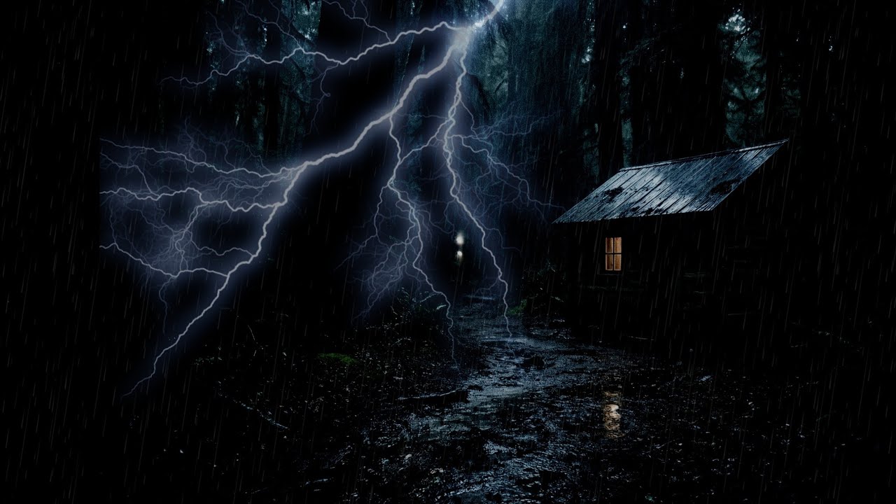 Relax & Sleep Soundly to the Sound of Pattering Rain with Loud Thunder on a Tin Roof in Foggy Night