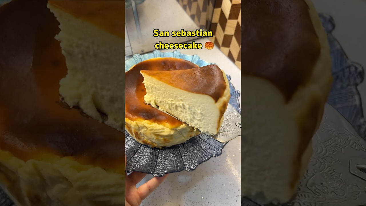 Tam &ouml;l&ccedil;&uuml;l&uuml; reseptlə , San sebastian cheesecake🥮 #resept #yemək #cheesecake