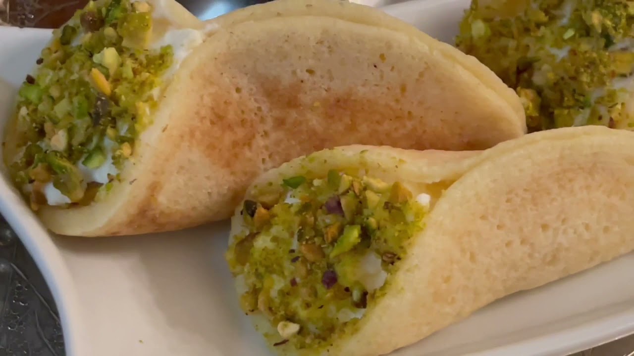 Middle Eastern Stuffed Pancakes  Called Qatayef Asafiri
