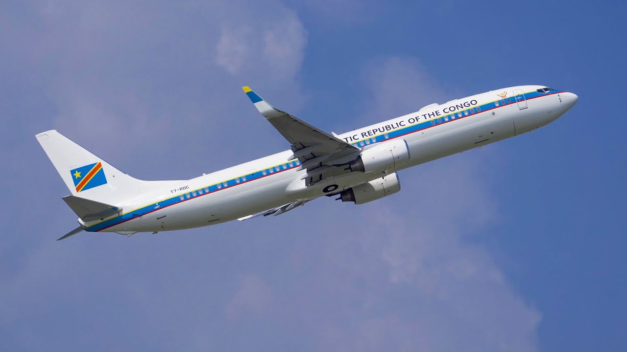 DRC Congo Presidential plane VIP T7-RDC Boeing737-900 BBJ3 TAKEOFFS