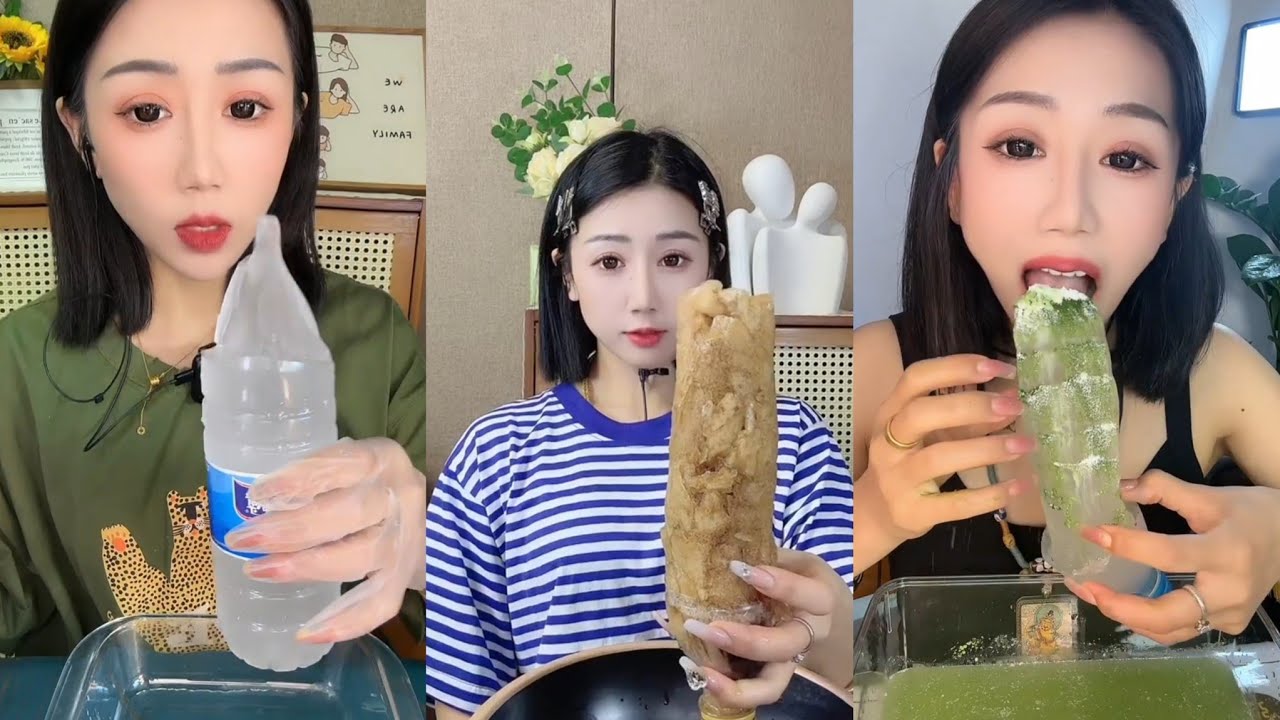 asmr water bottle ice / slush ice / ice eating