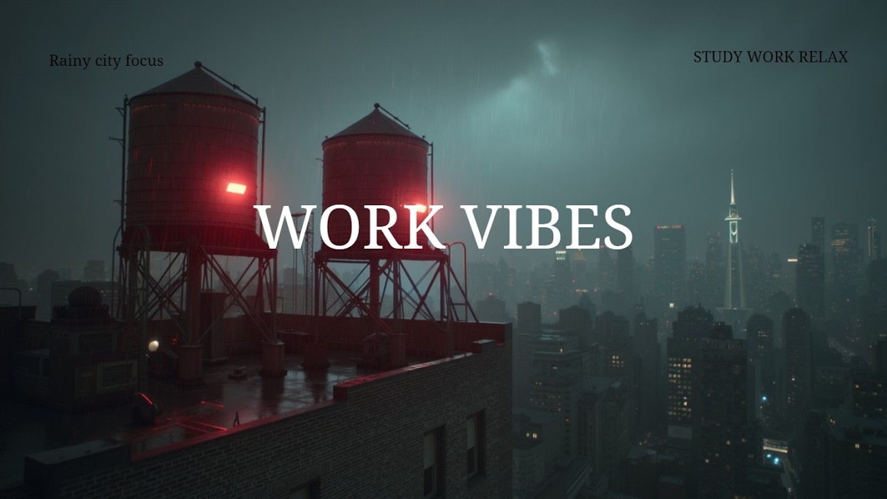 Rooftop Rain Deep Chillout ~ Urban Focus Music for Work and Study | Ambient Beats