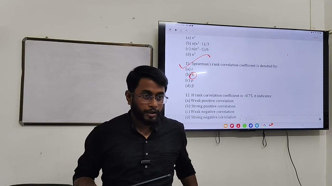 Rank correlation MCQ discussion.