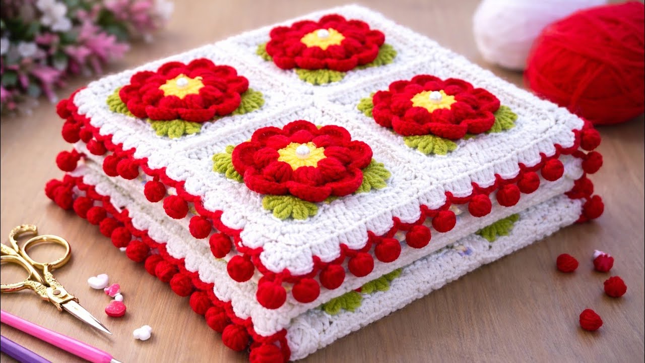 🌹New Thalposh Design 2026 🌸 Easy Crochet Woolen Rumal | Table Mat Tutorial | ROUND TABLE COVER 🌸