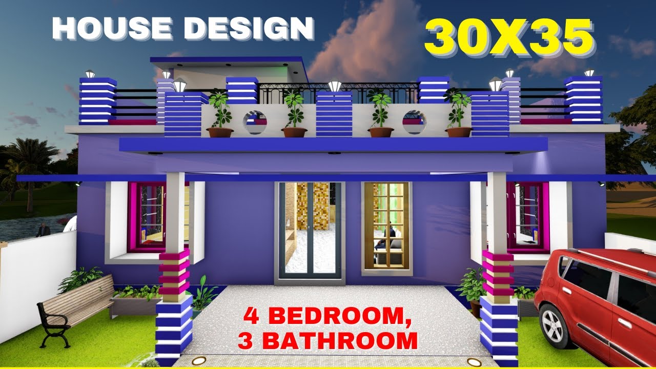 30x35 House Design | 4 Bedroom House | 30x35 House Plan |  4 bedroom house design @hahouseplandes
