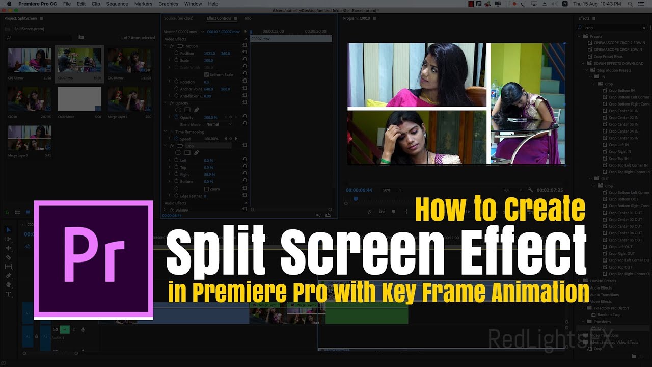 How to Create in Split Screen Effect in Premiere Pro with Key Frame Animation