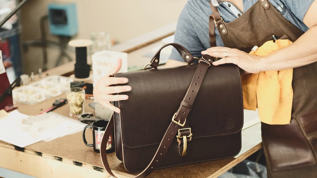 Making a Leather Briefcase - Short Version - Complete Build - ASMR Build