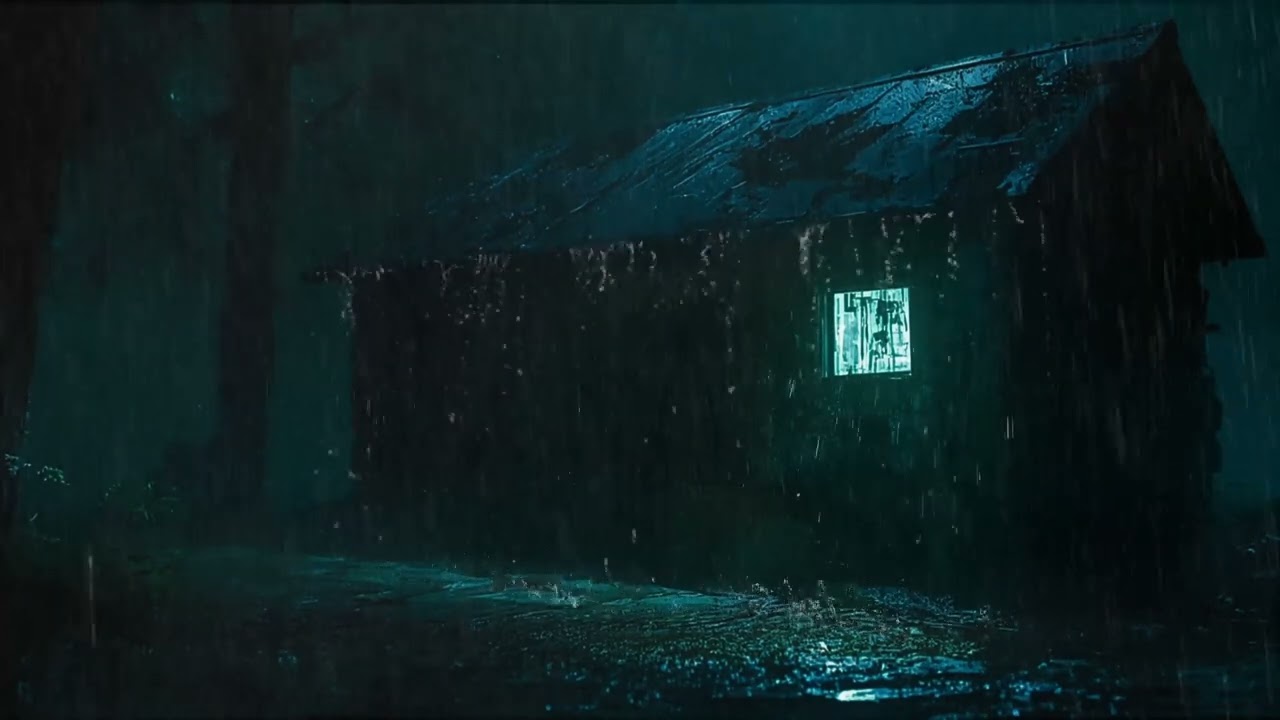 Rain Sounds and thunder   at the Cozy Forest Cabin 🌧 | Night sleep   | Deep Sleep, relaxing