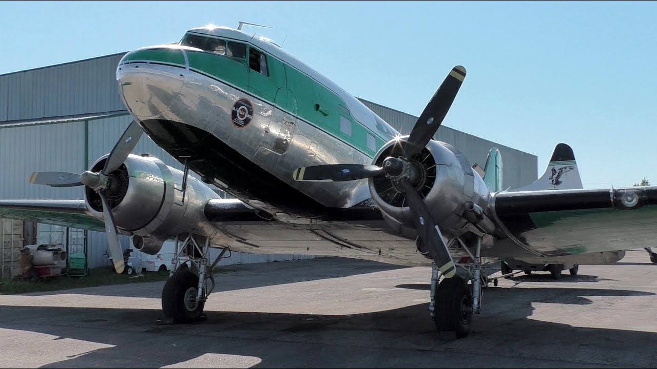 Buffalo Airways DC-3C [C-GWZS] Startup and Takeoff from Red Deer Regional ᴴᴰ