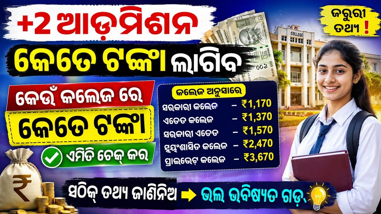+2 Admission Fee 2026 | College Wise Admission Fee 2026 💰 | SAMS Odisha +2Admission Fee Full Details