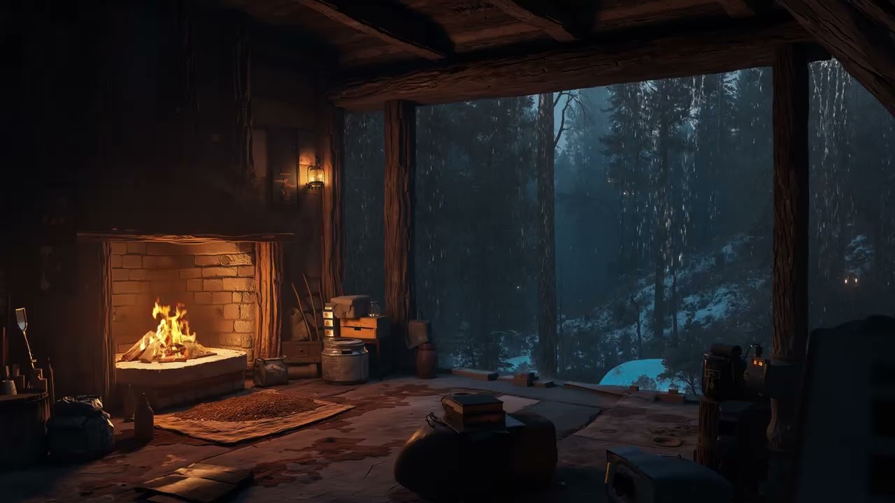 🌧️ Gentle Rain Sounds 🔥 Cozy Fireplace – Relax Your Mind & Fall Asleep