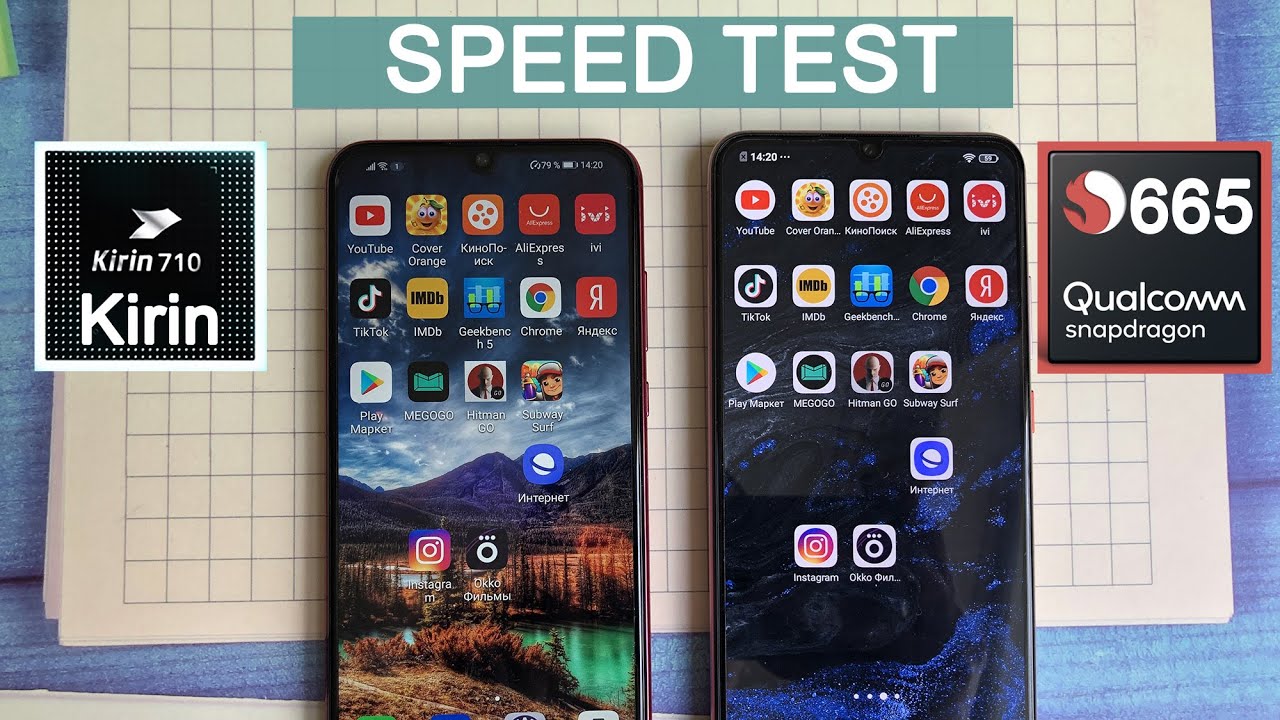 Kirin 710 против Snapdragon 665 speed test