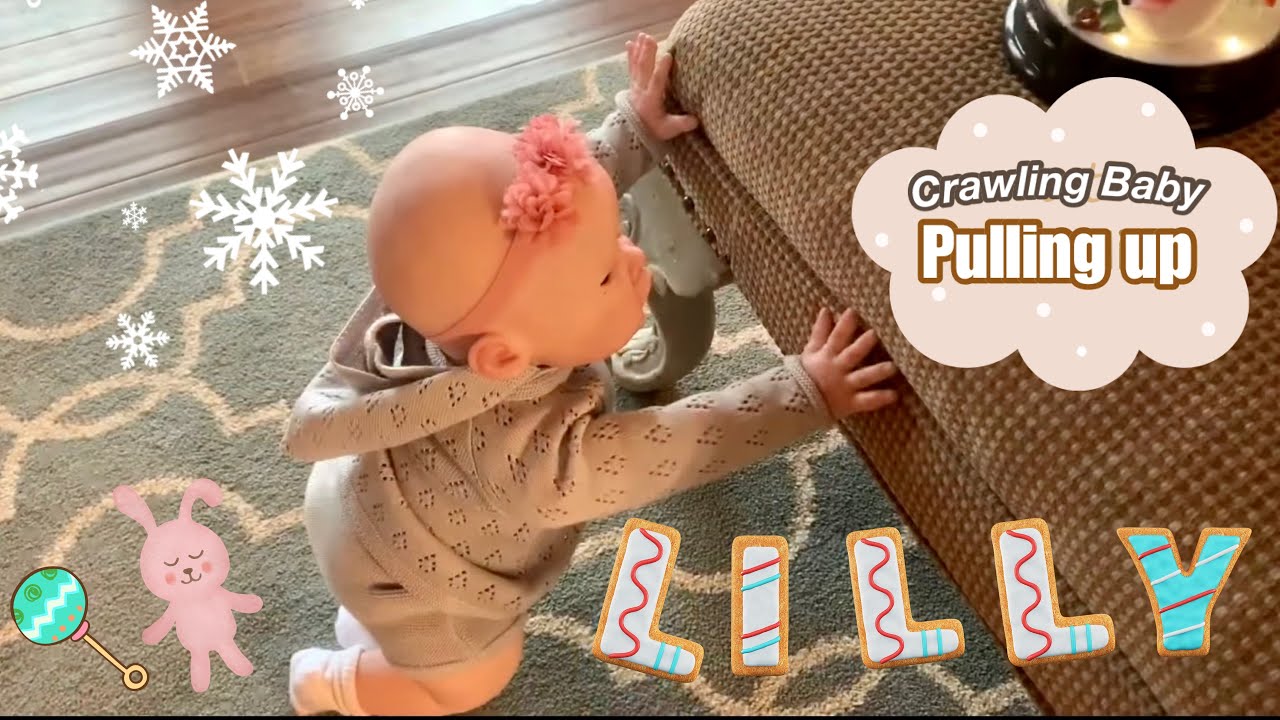 Crawling baby | Reborn Toddler Lilly pulling up and playing in the snow