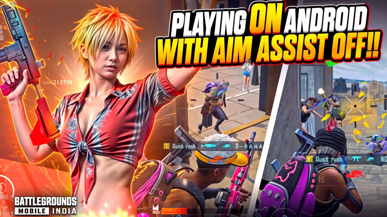 Playing on Android With Aim Assist Off | Fastest 5 Finger 1v4 Clutches in BGMI - PUBG mobile