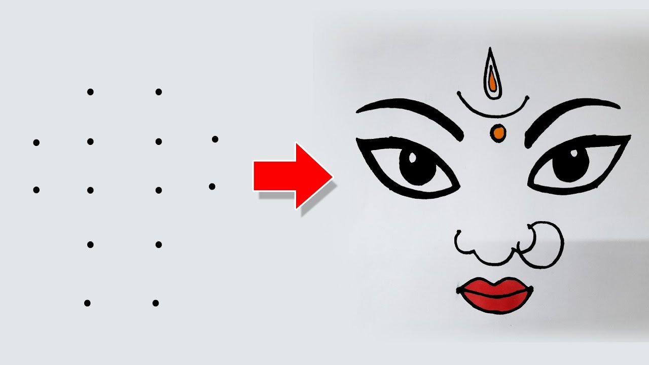 Easy Durga maa drawing with dots step by step | Maa Durga Rangoli | Maa durga drawing 2021